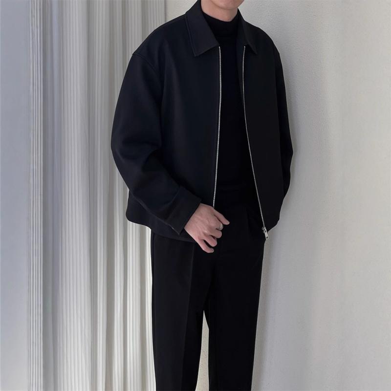 ジャケット 男性用 ブルゾン 秋冬 防寒 厚手 暖かい ショート丈 アウター 長袖 無地 ブラック カーキ