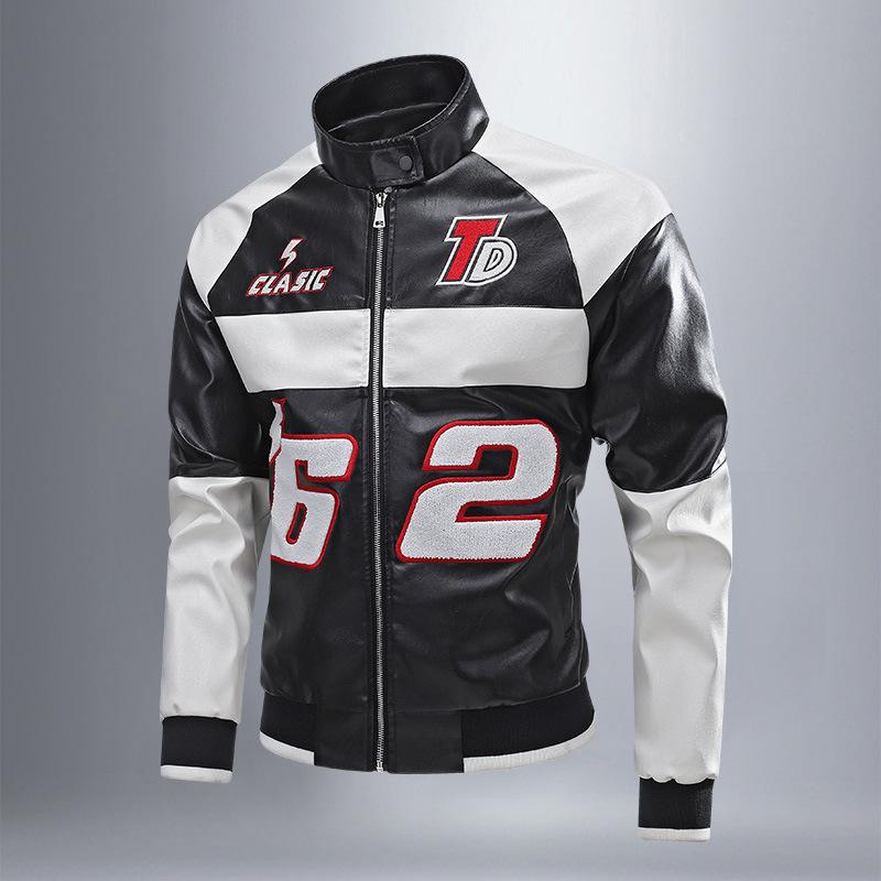 ジャケット メンズ PUレザー ライダースジャケット ブルゾン スタンドカラー ジャンパー アウター 春秋 秋冬 黒 赤 緑 M L XL 2XL 3XL・スタイル: ストリート・対象年齢: 24-35歳・着丈: 普通 (50-65cm)・シルエット: ゆったり・襟の形: スタンドカラー・フロント: ジッパー・フード: なし・素材 (表地): PUレザー・裏地素材: ポリエステル・対象: メンズ・シーン: カジュアル・袖丈: 長袖・ディテール: リブ裾・ポケット: サイドポケット・裾の形: ラウンド・色: ブラック, レッド, グリーン・サイズ: M, L, XL, 2XL, 3XL・カテゴリー: レザー ジャケット