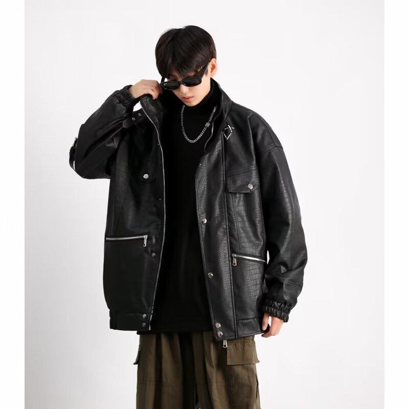 ライダースジャケット メンズ PUレザー ブルゾン ジャンパー アウター 男性用 バイク 春秋 カジュアル ブラック