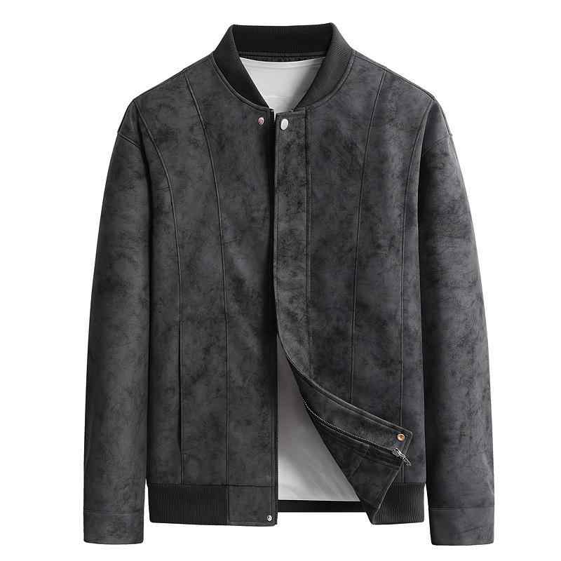 ジャケット 男性用 スエード PUレザー ブルゾン 秋冬 スポーツ カジュアル 防風 黒/コーヒー M/L/XL/2XL/3XL/4XL/5XL/6XL/7XL/8XL
