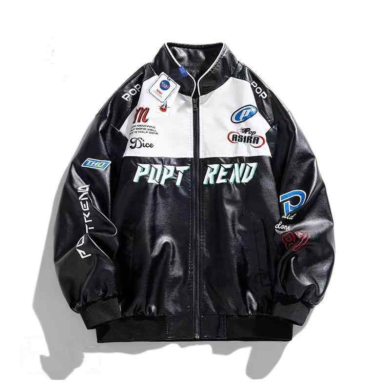 メンズ レザージャケット 春秋 ライダースジャケット スタンドカラー バイカージャケット アウター 男性用 合皮 ポリエステル ブラック ホワイト スタイリッシュ カジュアル 日常使い