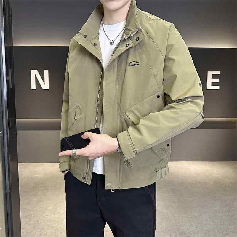 ジャケット メンズ 立襟 男性用 ブルゾン カーキグリーン 陶土色 ブラック 耐摩耗性 普段使い