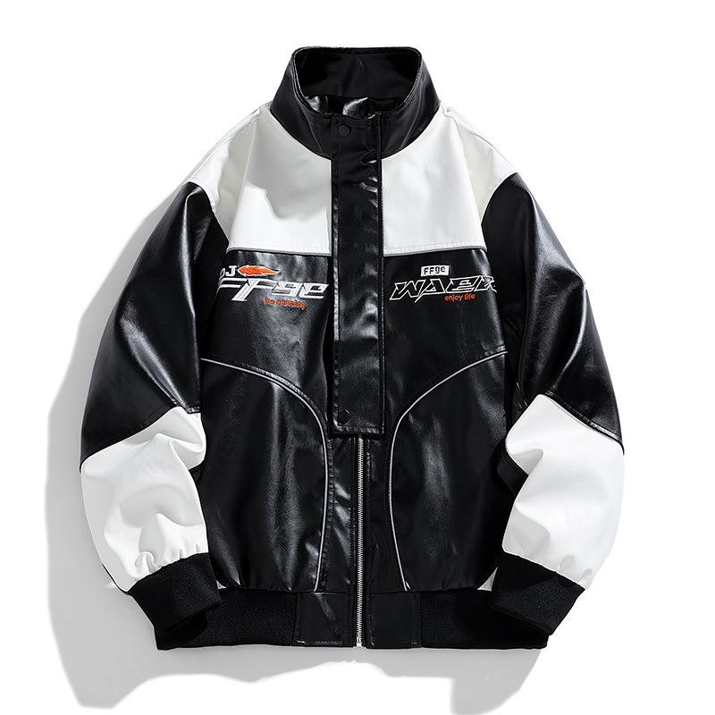 ジャケット 男性用 PUレザー ブルゾン 秋冬 スポーティ バイカー ライダース ブラック レッド M L XL 2XL 3XL