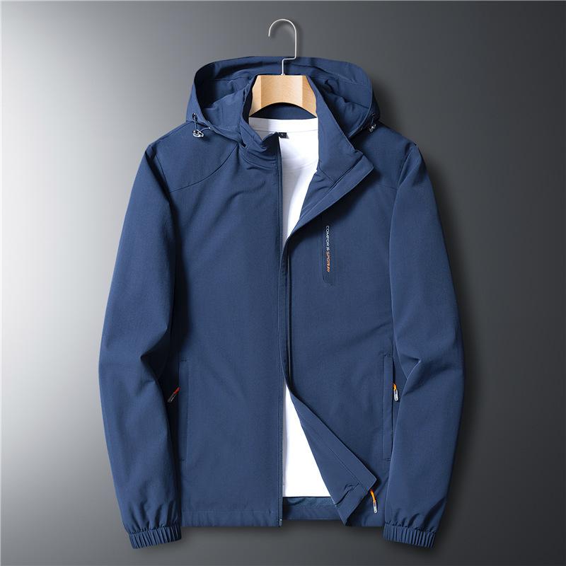 ジャケット メンズ ブルゾン スタンドカラー ライトアウター 無地 ポリエステル 普段使い スポーティー グレー 黒 青