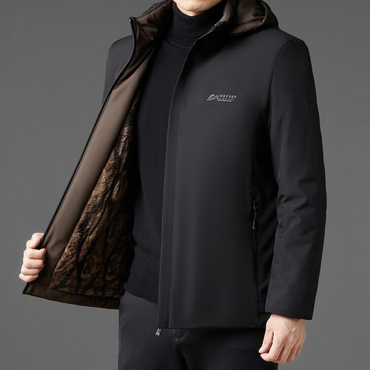 ジャケット 男性用 冬 アウター 中綿 取り外し可能フード付き 防寒 暖かい ポリエステル ブラック 紺色