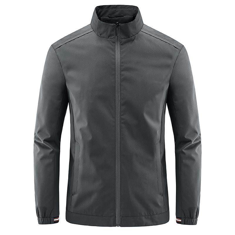 ジャケット 男性用 トップス カジュアル スタンドカラー ブルゾン ジップアップ 無地 長袖 春秋 スタイリッシュ ブラック グレー カーキ