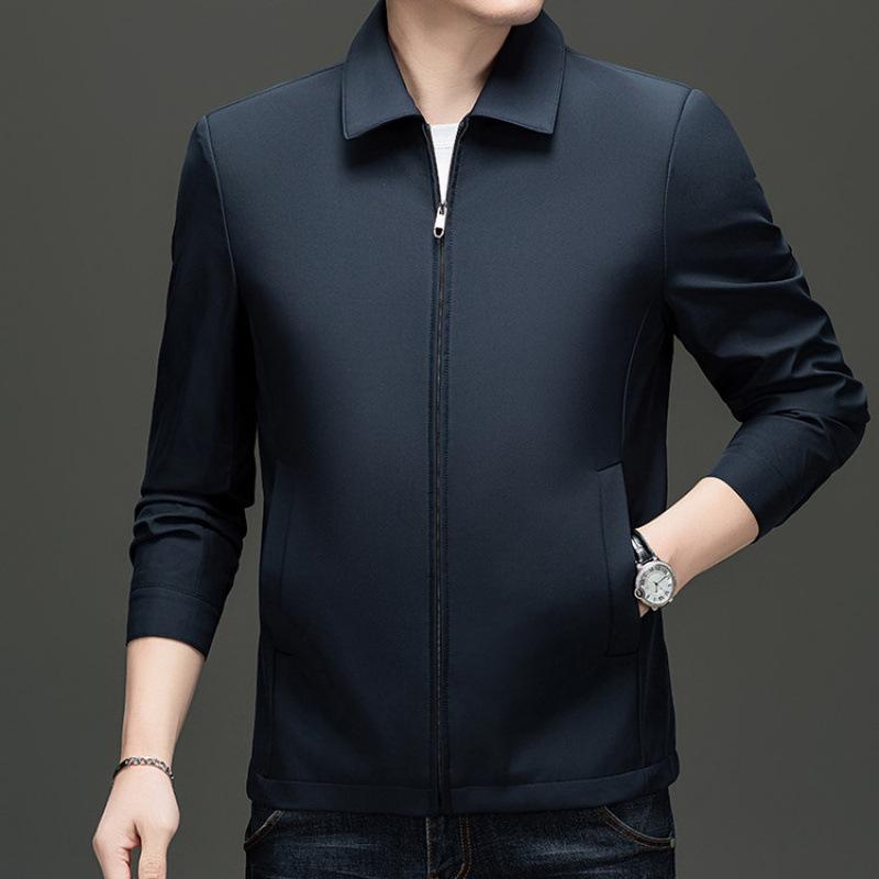 ジャケット 男性用 春秋 薄手 ブルゾン 40代 50代 紳士 ビジネス 普段使い ポリエステル 浅ブルー ダークブルー