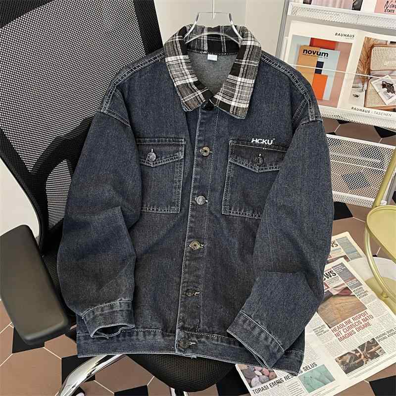 ジャケット メンズ デニム Gジャン ウォッシュ加工 ワークスタイル ブルゾン ゆったり ルーズフィット ドロップショルダー 若者 10代 20代 春秋 ブルー ブラック
