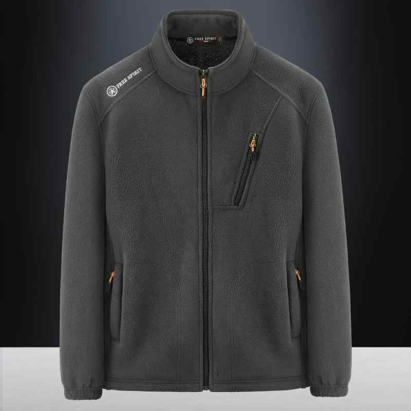 ジャケット 男性用 秋冬 裏起毛 厚手 防寒 フリース アウター カーキ ブラック ネイビー グレー ポリエステル M L XL 2XL 3XL 4XL 5XL