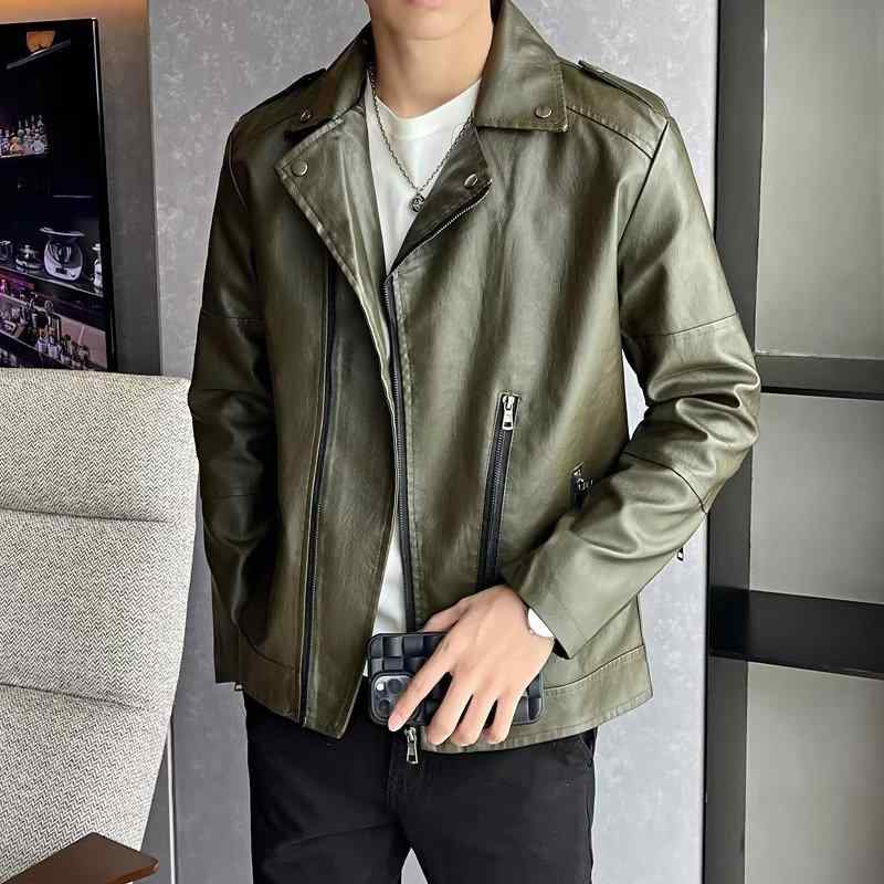 ジャケット メンズ PUレザー レザージャケット ライダースジャケット スリムフィット ウォッシュ加工 ..