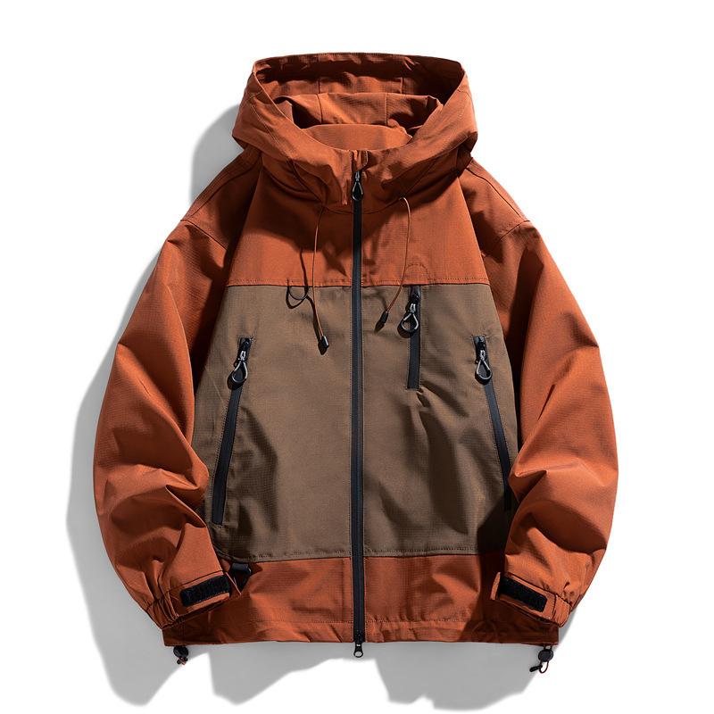 ジャケット 男性用 防水 防風 アウター ジャンパー ブルゾン ワークウェア 春秋 普段使い 無地 切り替え ポリエステル 晨曦紫（モーンパープル） 深カーキ 浅カフェオレ ワインレッド