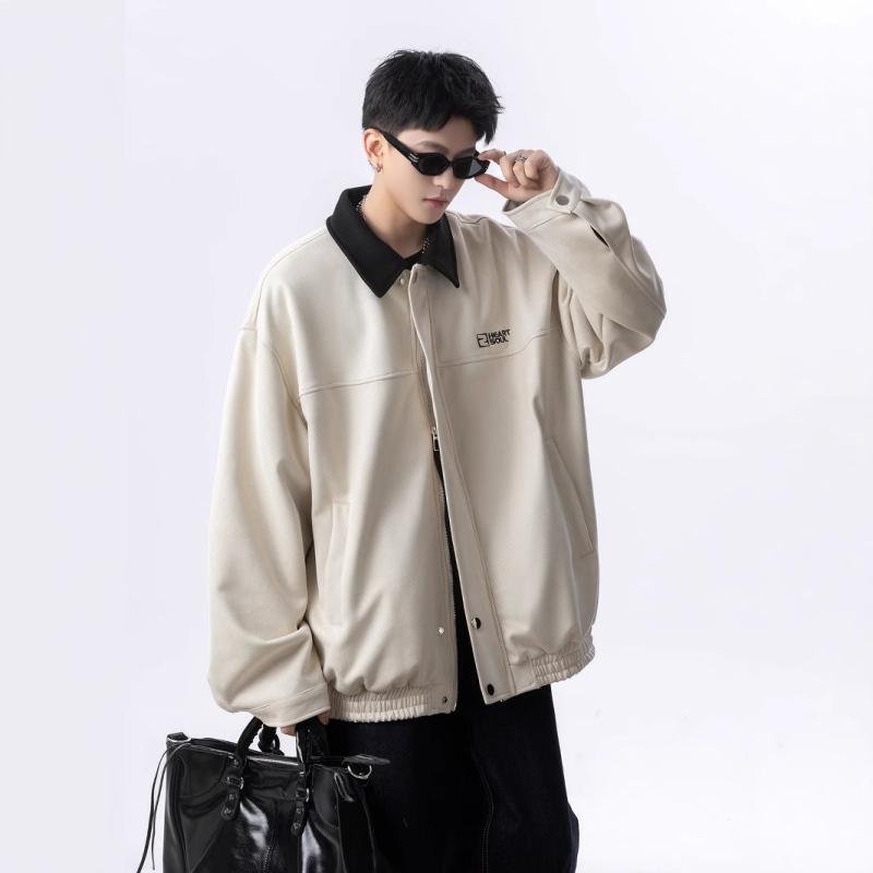 ジャケット メンズ 男性用 フライトジャケット 配色 春秋 アウター 普段使い カジュアル ウェア ポリエステル 杏色 ブラック 黒 ブラウン