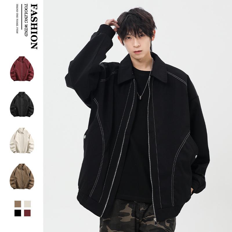 ジャケット メンズ 男性用 アウター 春秋 街着 普段使い シンプル 無地 スタンドカラー ジップアップ ..