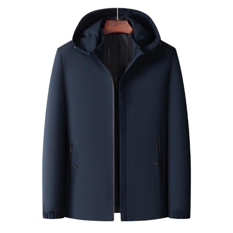 ジャケット メンズ 男性用 ビジネス アウター フード付き 秋冬 防しわ 厚手 紳士服 上着 ジャンパー ブルゾン ゆったりサイズ 紺色 黒