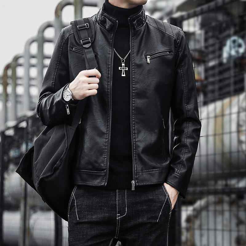 ジャケット メンズ ライダースジャケット PUレザー 春秋 アウター スリムフィット 無地 ジップアップ スタンドカラー 裏起毛 普段使い 伸縮性 ブラック 黒 カフェ