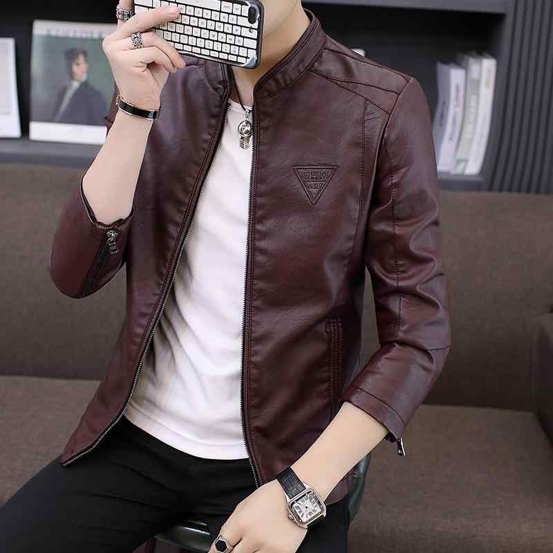 ジャケット メンズ PUレザー ブルゾン 秋冬 男性用 裏起毛 あったか レザージャケット スリムフィット スタンドカラー ブラック ワインレッド ダークブラウン