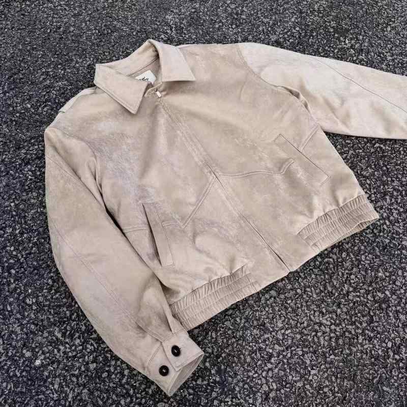 ジャケット 男性用 スエード ハリントンジャケット 春秋物 ブルゾン ゆったり ショート丈 無地 ブラック カーキ