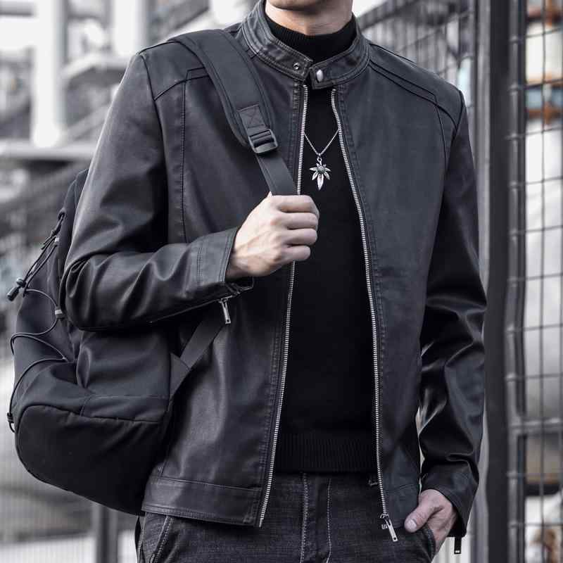 ジャケット メンズ PUレザー 裏起毛 スリムフィット スタンドカラー 秋冬 ブラック M L XL 2XL 3XL 4XL 5XL レザージャケット ライダースジャケット 合皮 アウター カジュアル 男性用
