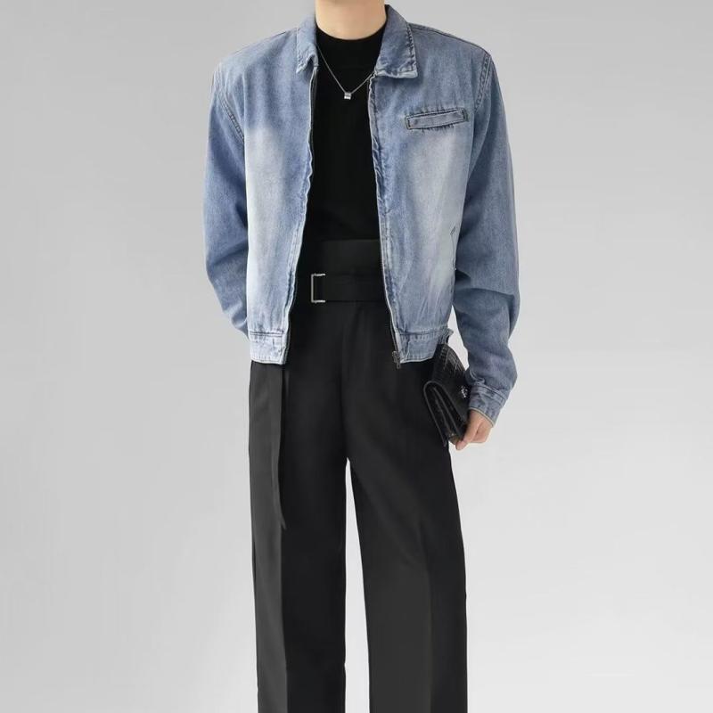 ジャケット メンズ デニム ルーズフィット ウォッシュ加工 ワークジャケット ブルゾン アウター Gジャ..