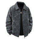 ジャケット メンズ 男性用 スエード調 ブルゾン ジャンパー 茶色 ブラウン系 翻襟 襟付き 防風 アウター 羽織り スプリングコート