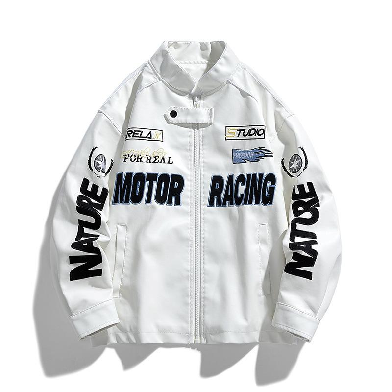 ジャケット メンズ PUレザー ライダースジャケット スタンドカラー スリムフィット 長袖 トップス アウター 春夏 秋冬 黒 白