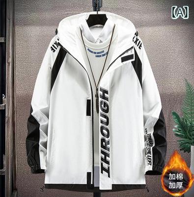 ジャケット 男性用 アウター 加厚 ジャンパー ブルゾン 秋冬 普段使い 伸縮性 耐摩耗 撥水 防寒 ポリエステル ホワイト ブラック ピンク系