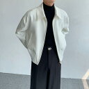 ジャケット メンズ 男性用 ブルゾン 配色 ライトアウター スプリングコート 羽織り 長袖 カジュアル きれいめ 無地 ホワイト系 ブラック