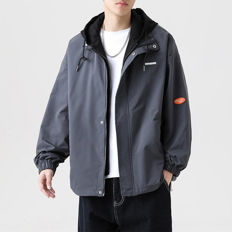 ジャケット メンズ 男性用 ブルゾン 春秋 普段使い 配色 切り替え ワークウェア風 ライトアウター ホワイト ブラック グレー ピンク ブルー