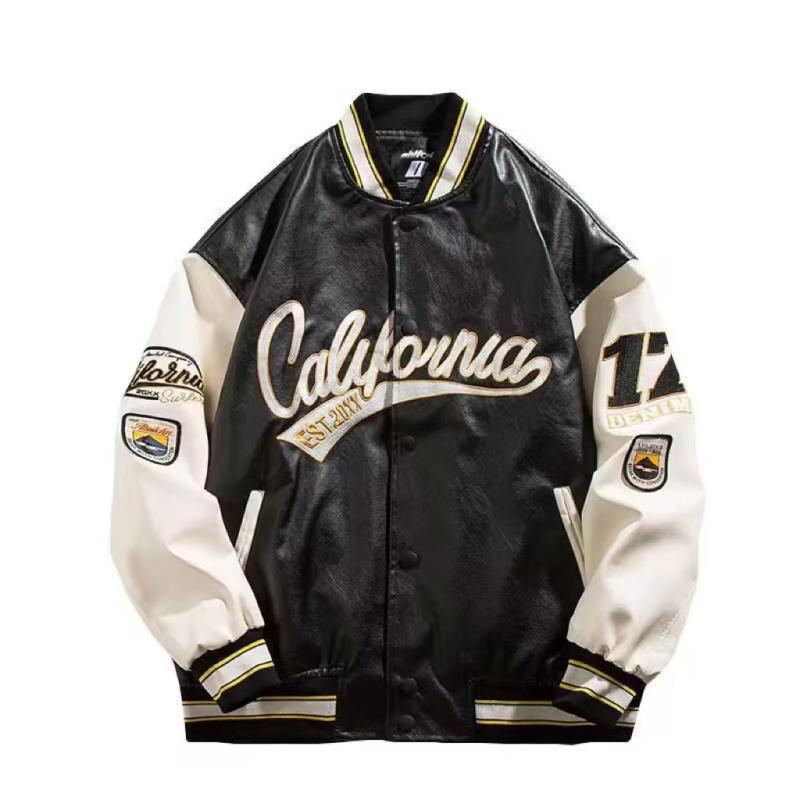 ジャケット 男性用 PUレザー ブルゾン スタジャン 秋冬 カジュアル ストリート サイドポケット ブラッ..