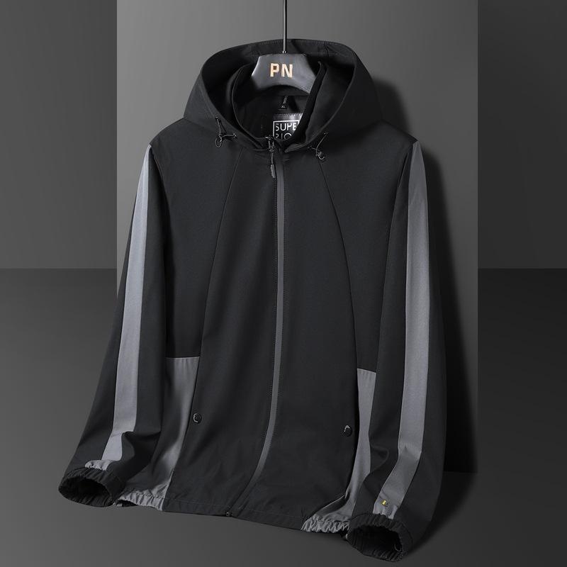 ジャケット メンズ 男性用 カジュアル ブルゾン 春秋 薄手 伸縮性 ジップアップ ブラック グレー ブルー