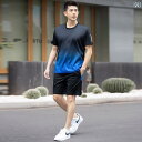 バドミントン スーツ メンズ プラスサイズ 速乾性 ジャージ 半袖 ショートパンツ スポーツ ランニング 卓球 夏.カラフルカラーオシャレ