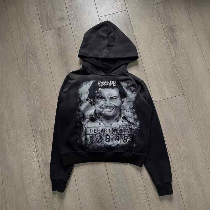 パーカー メンズ 長袖 プルオーバー フード付き スウェット 風 ダーク レトロ パンク プリント アウター ストリート カジュアル ブラック ポリエステル