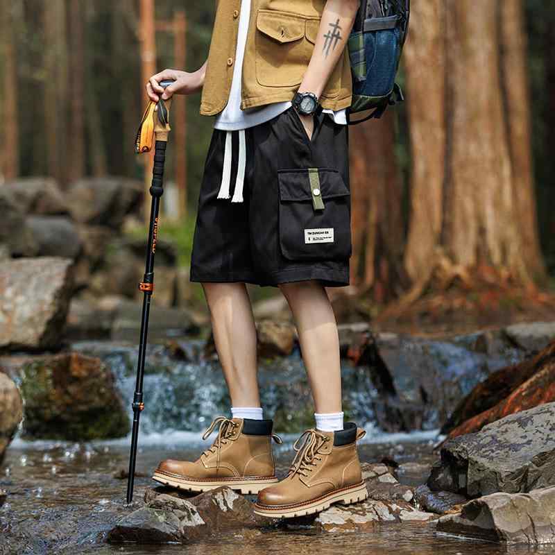 ハーフパンツ メンズ カーゴパンツ 男性用 ゆったり ショートパンツ 作業着 短パン ミリタリー 5分丈パンツ ズボン サマーパンツ 無地 ワークパンツ 接触冷感 涼しい 春夏 カーキ ブラック グレー ブラウン ポリエステル