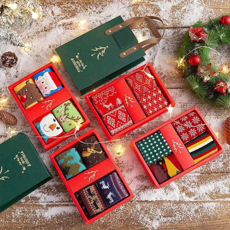 靴下 クリスマス レディース メンズ ソックス かわいい イラスト 本命年 吸汗 防臭 防摩擦 中筒 冬 赤 クリスマス柄(4)