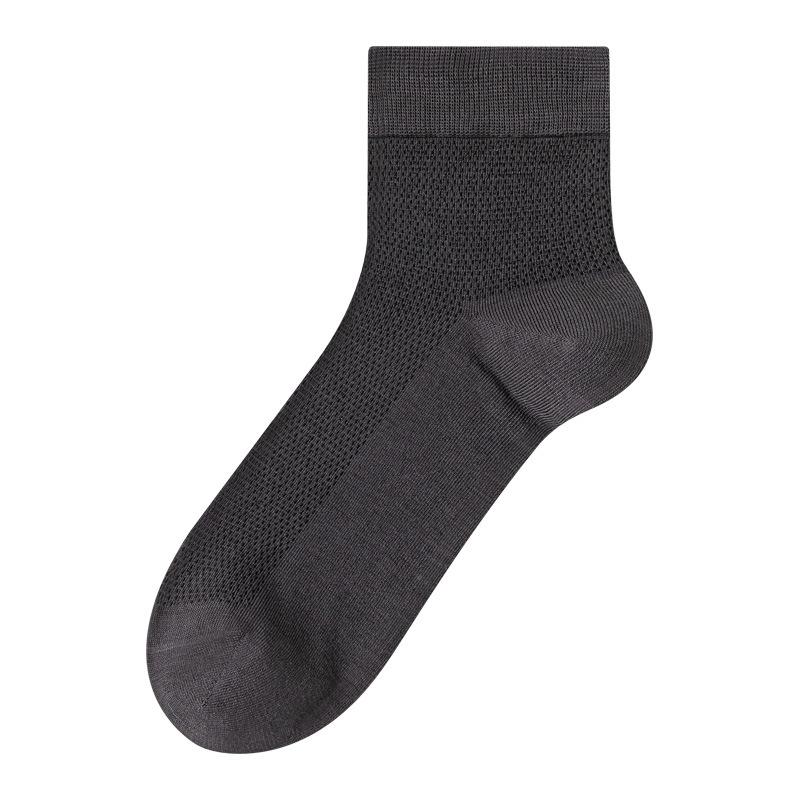 靴下 メンズ 桑蚕丝 再生繊維混紡 ビジネス ソックス 夏用 薄手 メッシュ 通気 防臭 吸汗 中筒 黒 白 ..