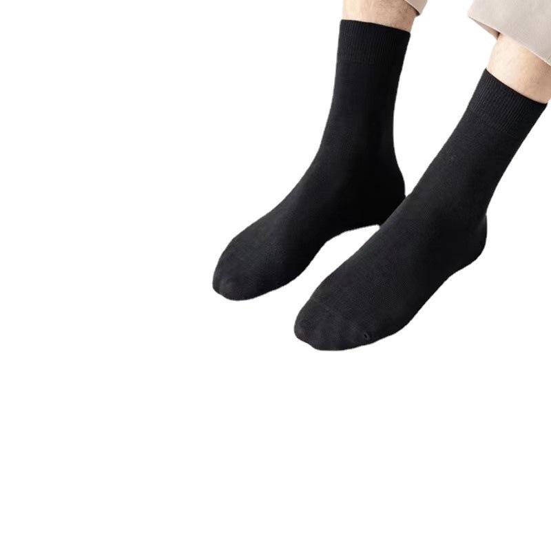 靴下 メンズ 男性用 中筒 ソックス コットン 混紡 通気性 防臭 オールシーズン 普段使い デイリー 黒 グレー