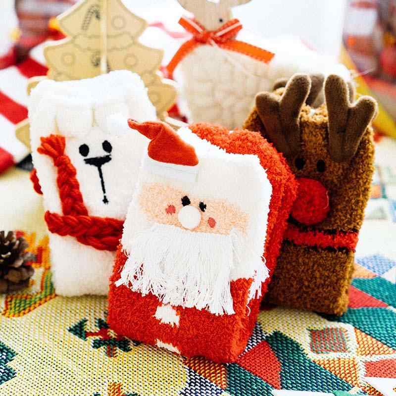 靴下 キッズ 全棉 中筒丈 クリスマス ソックス かわいい ボックス 冬 通気 防臭 吸汗(x2)