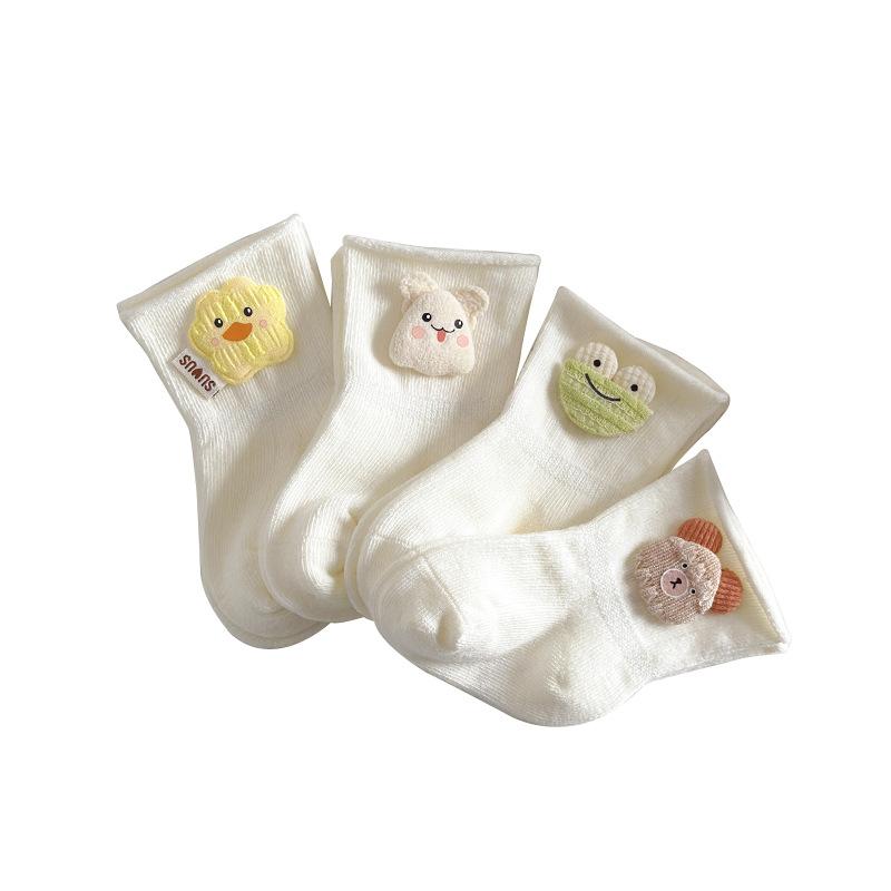 靴下 ベビー S 春秋 薄手 コットン 0-3ヶ月 新生児 赤ちゃん かわいい アニマル柄 無縫製 ミドル丈 ソックス