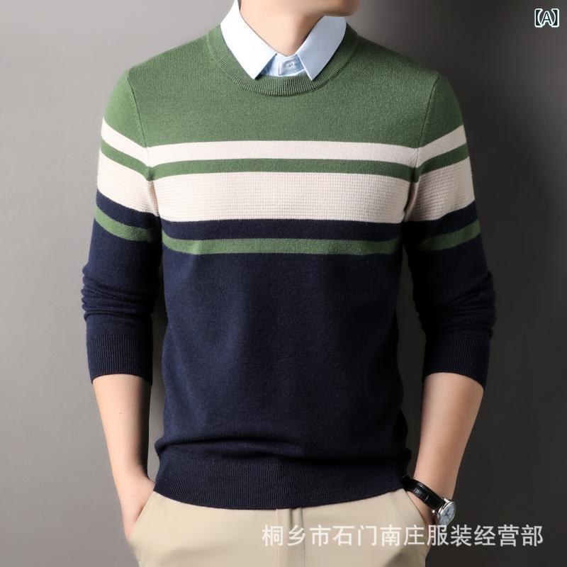 春 新型 長袖 tシャツ 男性の 偽の シャツの 襟の ニットの セーターの 潮流の 底の シャツの 上着の 卸売り