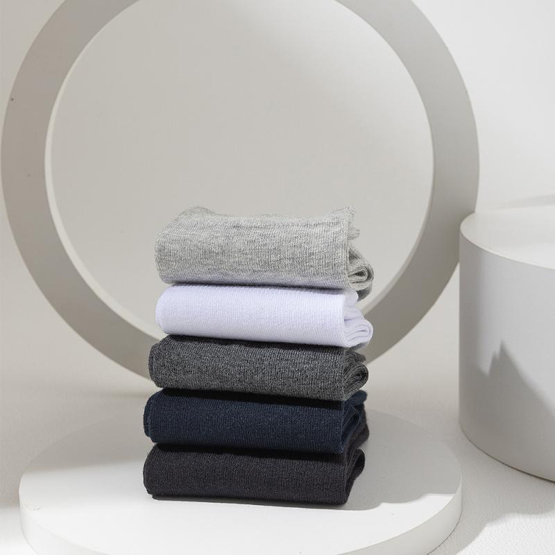 靴下 メンズ 男性用 春夏 綿 防臭 吸汗 中筒 リブ カジュアル 普段使い ビジネス 黒 白 紺 グレー