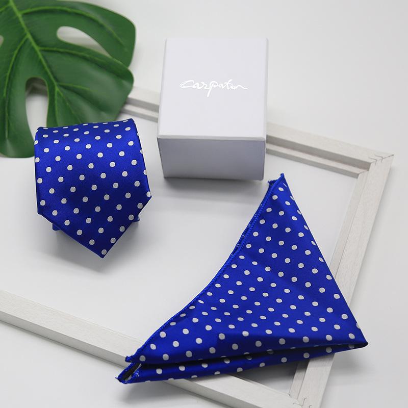 ネクタイ 男性用 領帯 ハンカチ セット ドット柄 ビジネス フォーマル 新潮(x2)