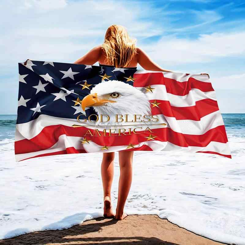 ビーチタオル アメリカ国旗柄 星柄 軽量 速乾 プールタオル ポリエステル 吸水性 スポーツタオル 旅行..