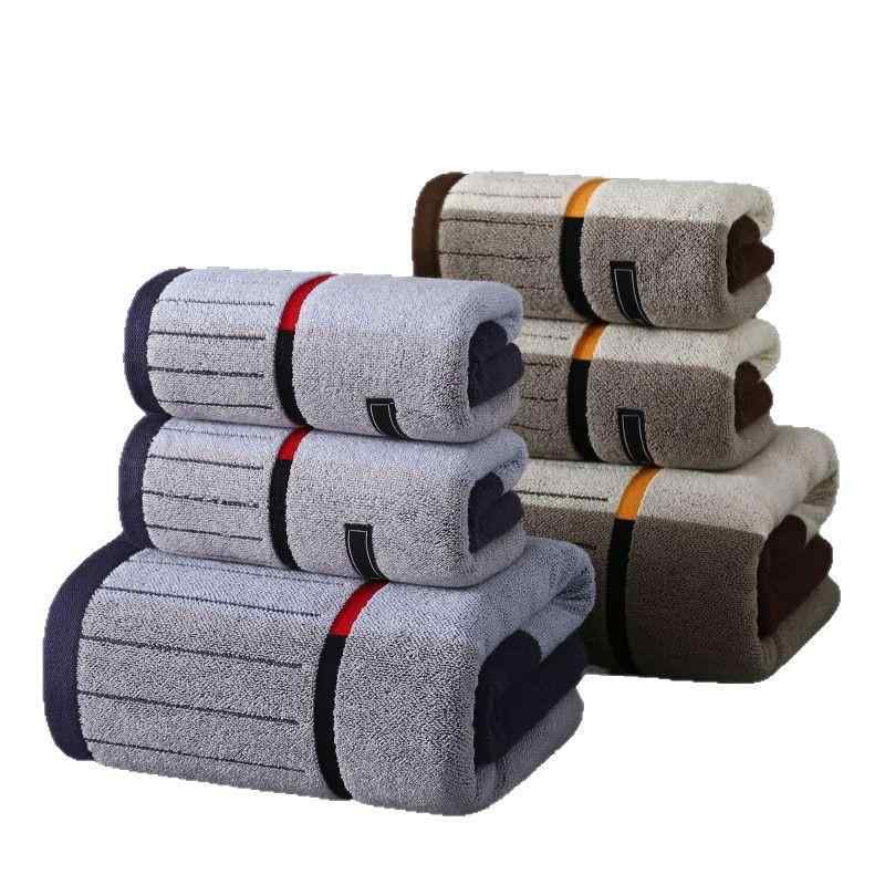 タオル メンズ フェイスタオル バスタオル 綿 厚手 吸水性 家庭用 35×75cm 70×140cm ブルー系 ブラウン系