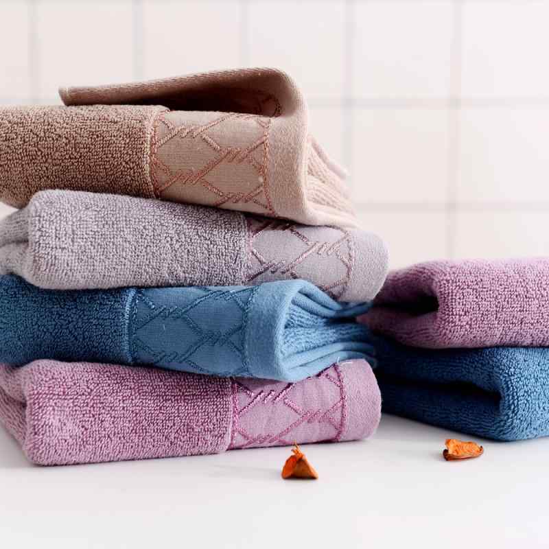 タオル メンズ 男性用 コットン 厚手 吸水 フェイスタオル 焦糖色 孔雀ブルー ライトグレー 紫色 75 35cm