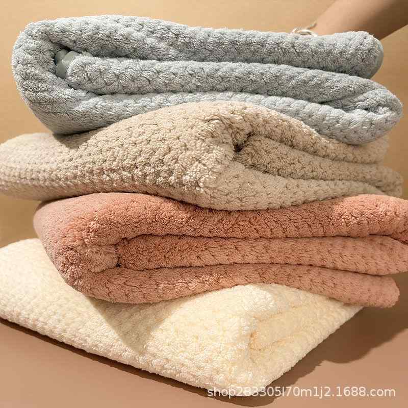 タオル レディース メンズ フェイスタオル 家庭用 吸水 速乾 珊瑚フリース 無地 75cm×35cm ポリエステル 繊維