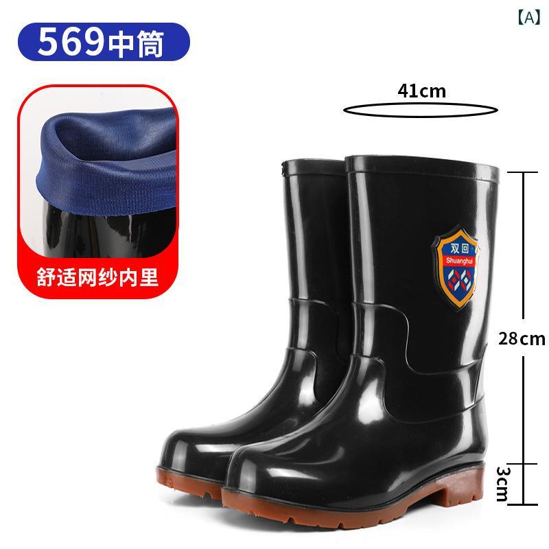 Other - 雨靴 メンズ 男性用 中筒 滑り止め 屈曲性 耐摩耗 迷彩柄 ブラック 黒 ラバーシューズ 普段使い ワークシューズ アウトドア 春秋
