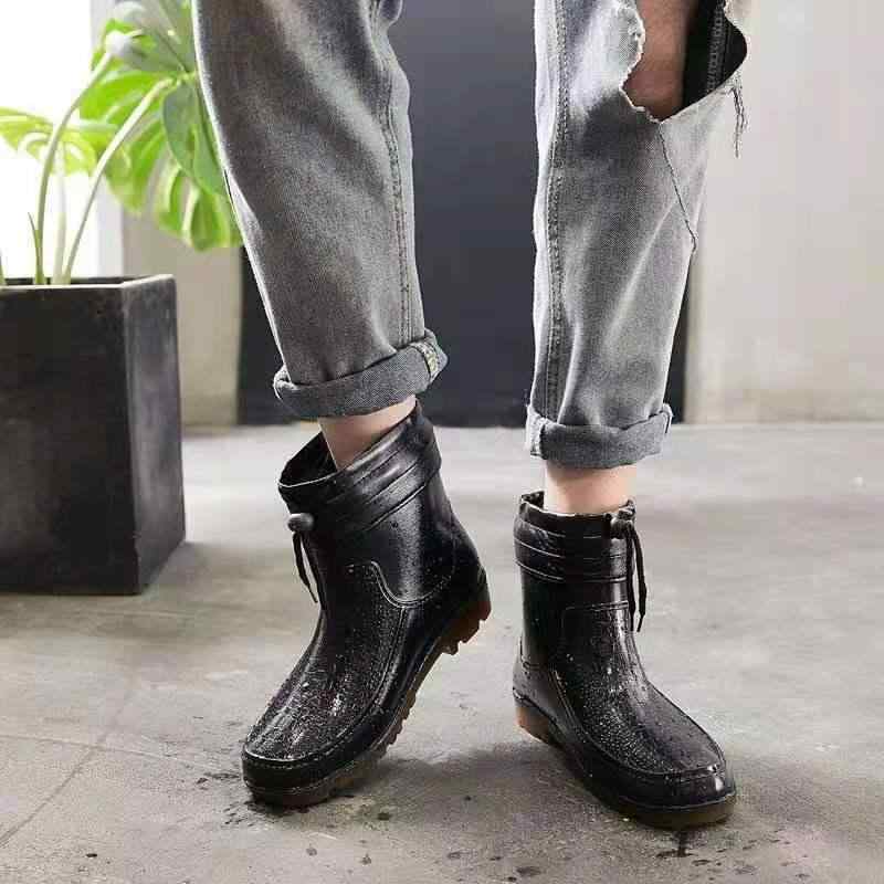 レインシューズ 男性用 紳士 厨房用 作業靴 防水 滑り止め 軟らかい ブラック