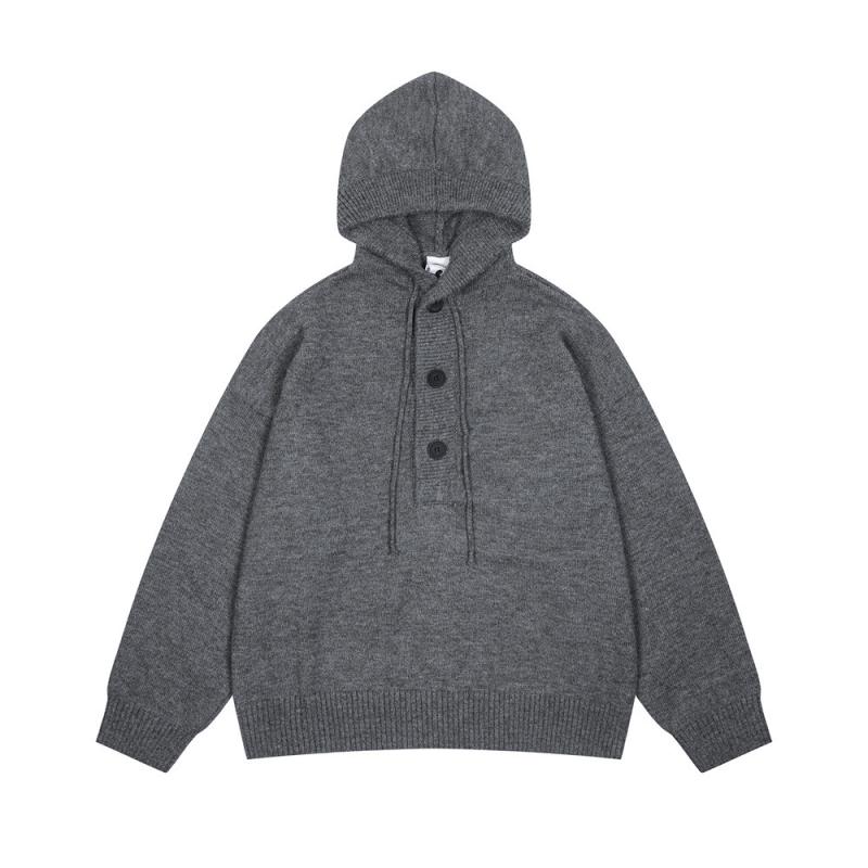 ニット メンズ プルオーバー パーカー 秋冬 ストリート 無地 長袖 カットソー 部屋着 カジュアル 普段使い トップス グレー 黒 杏色 赤(x2)