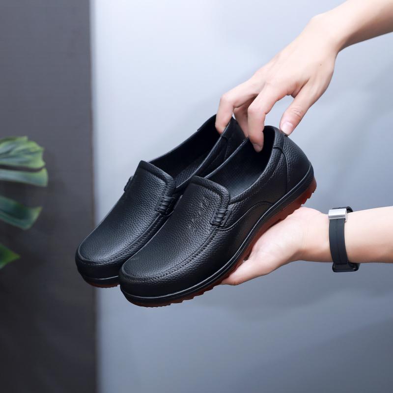 レインシューズ 男性用 滑り止め 厨房用 作業靴 フェイクレザー 短い レインブーツ 大きいサイズ ブラック ホワイト