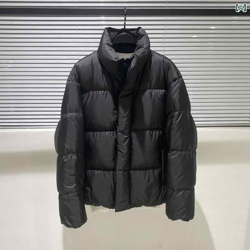 男性 シンプル 色 立 襟 ダウン ジャケット 防寒 厚手 青少年 パン ダウン ジャケット
